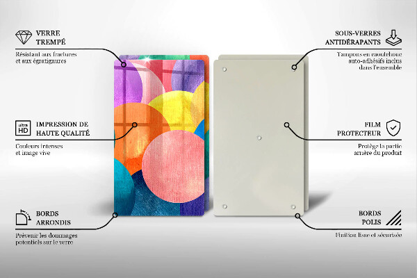 Üveg vágódeszka Színes körök