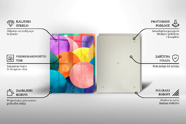 Üveg vágódeszka Színes körök