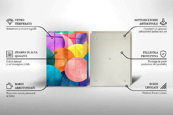 Üveg vágódeszka Színes körök