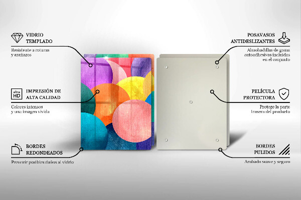 Üveg vágódeszka Színes körök