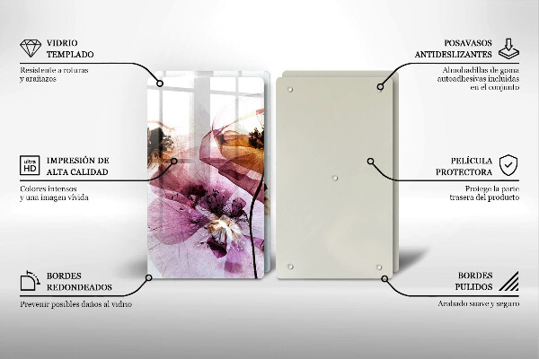 Üveg vágódeszka Finom virágok