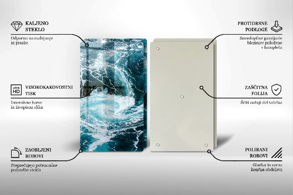 Üveg vágódeszka Habzó vízhullámok