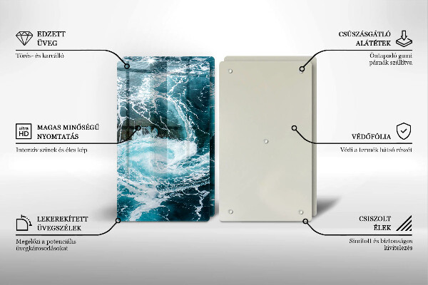 Üveg vágódeszka Habzó vízhullámok