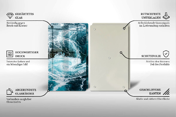 Üveg vágódeszka Habzó vízhullámok