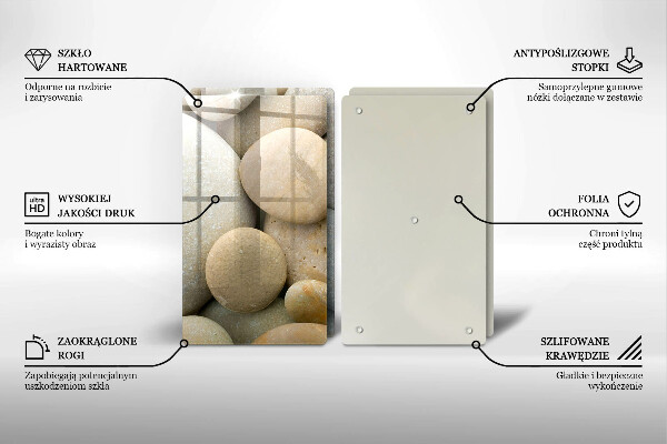 Üveg vágódeszka Ovális kövek mintája