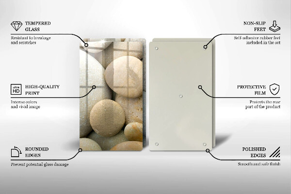 Üveg vágódeszka Ovális kövek mintája