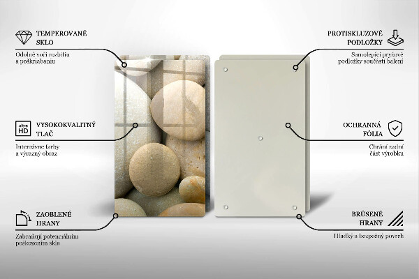 Üveg vágódeszka Ovális kövek mintája