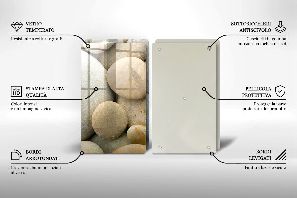 Üveg vágódeszka Ovális kövek mintája