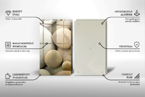 Üveg vágódeszka Ovális kövek mintája