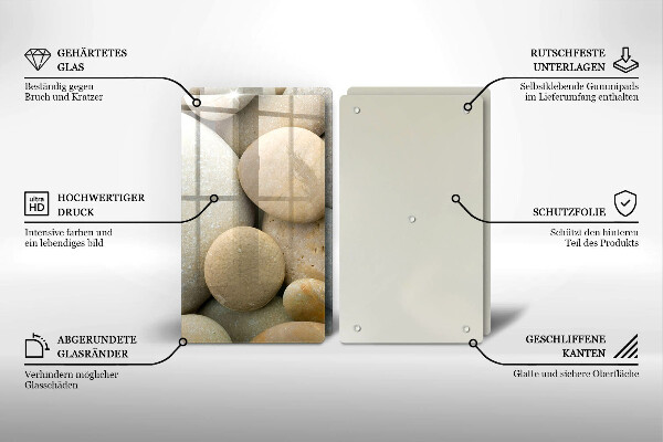 Üveg vágódeszka Ovális kövek mintája