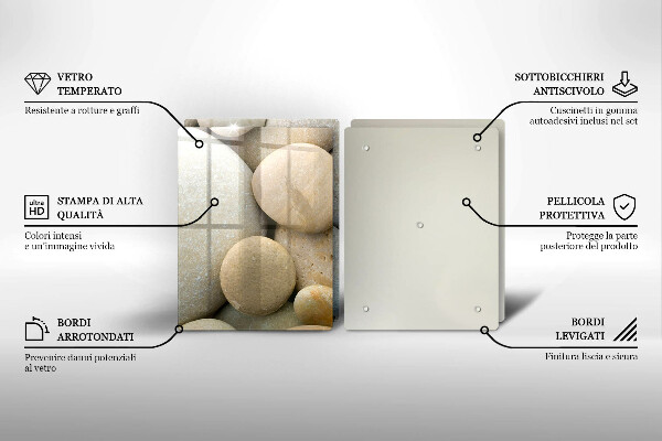 Üveg vágódeszka Ovális kövek mintája