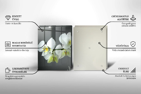 Üveg vágódeszka Fehér orchidea virágok