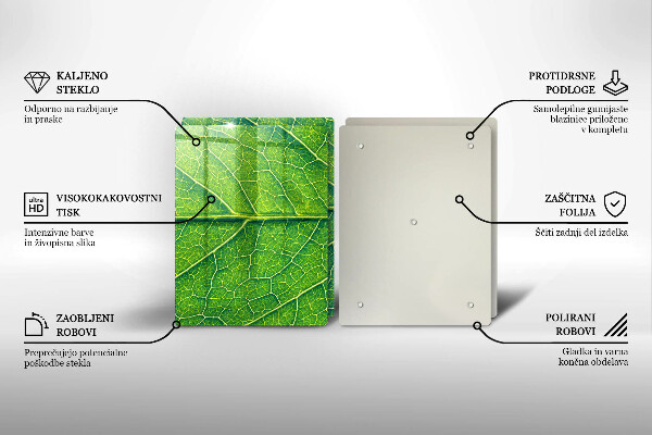 Üveg vágódeszka Természetes levélerek