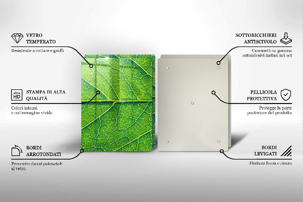 Üveg vágódeszka Természetes levélerek
