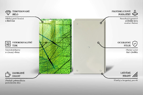 Üveg vágódeszka Természetes levélerek