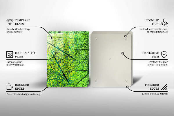 Üveg vágódeszka Természetes levélerek