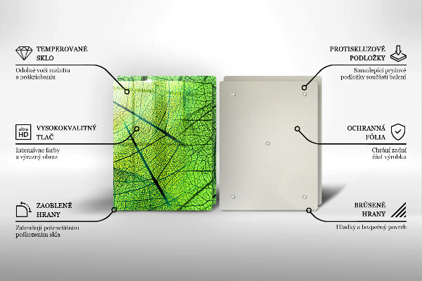Üveg vágódeszka Természetes levélerek