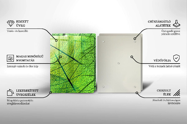 Üveg vágódeszka Természetes levélerek