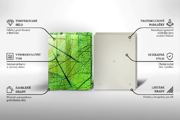 Üveg vágódeszka Természetes levélerek