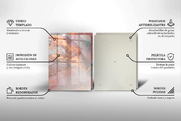 Üveg vágódeszka Márvány arannyal