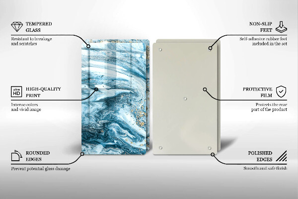 Üveg vágódeszka Szerkezete arannyal