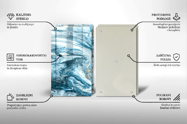 Üveg vágódeszka Szerkezete arannyal