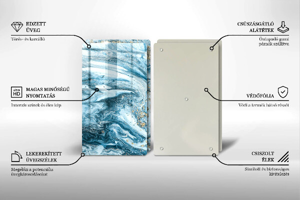 Üveg vágódeszka Szerkezete arannyal