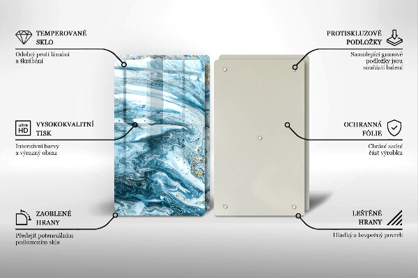 Üveg vágódeszka Szerkezete arannyal