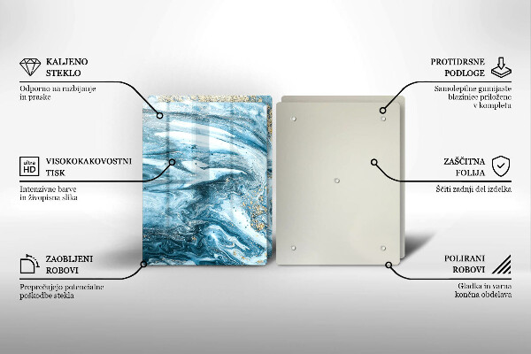 Üveg vágódeszka Szerkezete arannyal