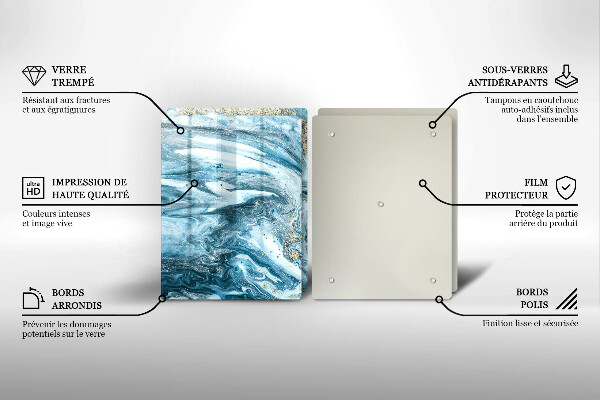 Üveg vágódeszka Szerkezete arannyal