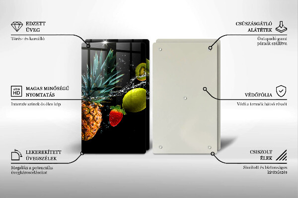 Üveg vágódeszka Gyümölcsök vízben