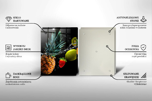 Üveg vágódeszka Gyümölcsök vízben