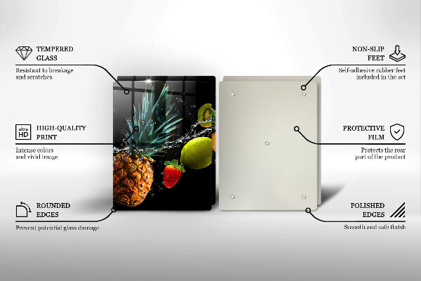 Üveg vágódeszka Gyümölcsök vízben