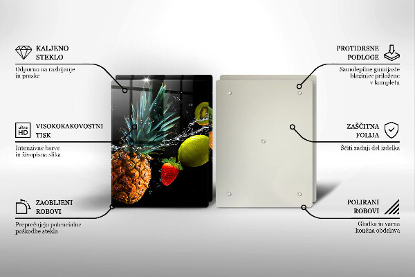 Üveg vágódeszka Gyümölcsök vízben