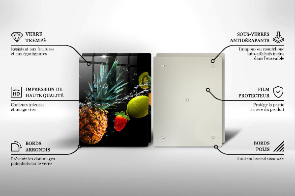 Üveg vágódeszka Gyümölcsök vízben