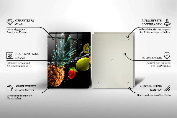 Üveg vágódeszka Gyümölcsök vízben