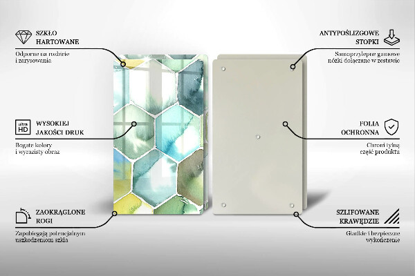 Üveg vágódeszka Akvarell hatszögek