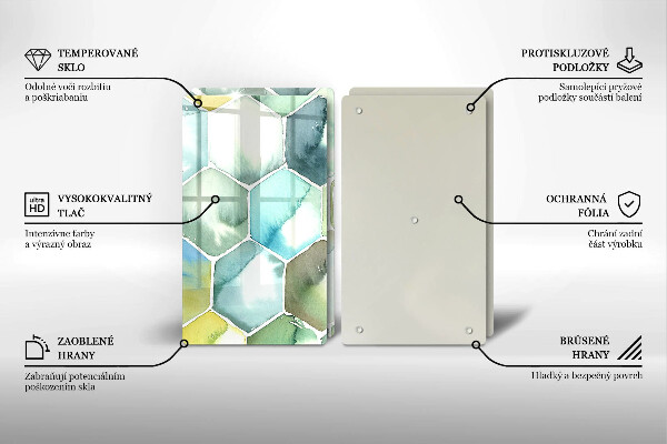 Üveg vágódeszka Akvarell hatszögek