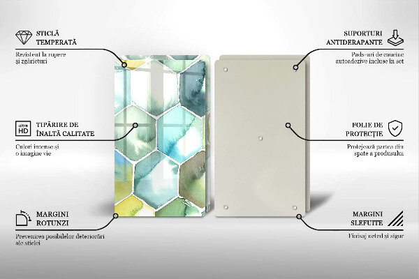 Üveg vágódeszka Akvarell hatszögek