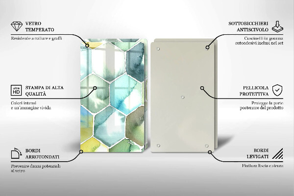 Üveg vágódeszka Akvarell hatszögek