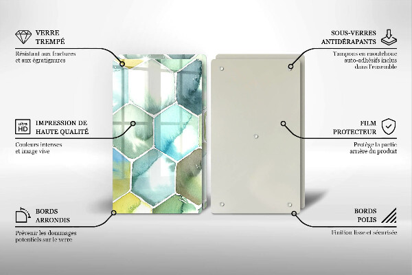 Üveg vágódeszka Akvarell hatszögek