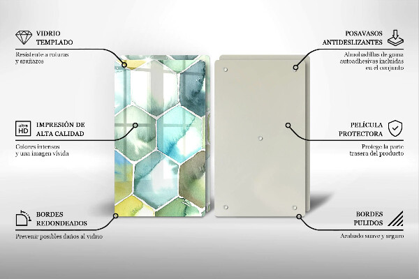 Üveg vágódeszka Akvarell hatszögek