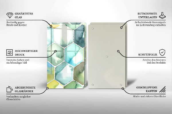 Üveg vágódeszka Akvarell hatszögek