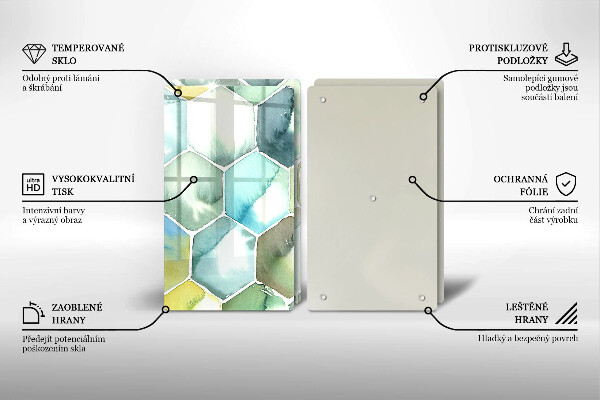 Üveg vágódeszka Akvarell hatszögek