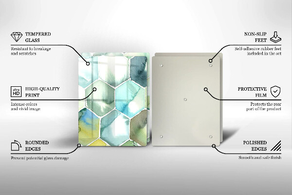 Üveg vágódeszka Akvarell hatszögek