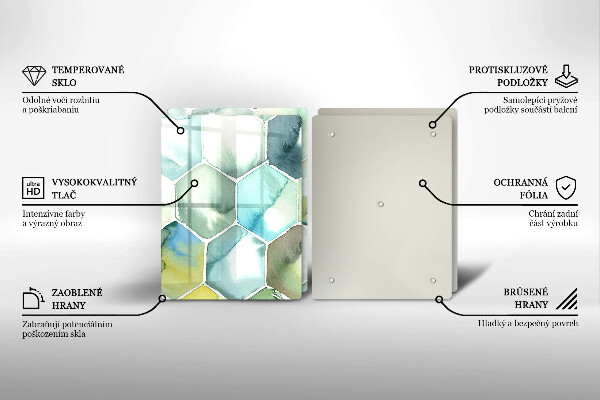 Üveg vágódeszka Akvarell hatszögek