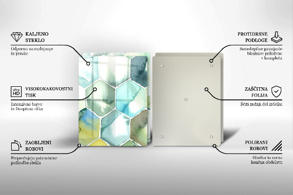 Üveg vágódeszka Akvarell hatszögek