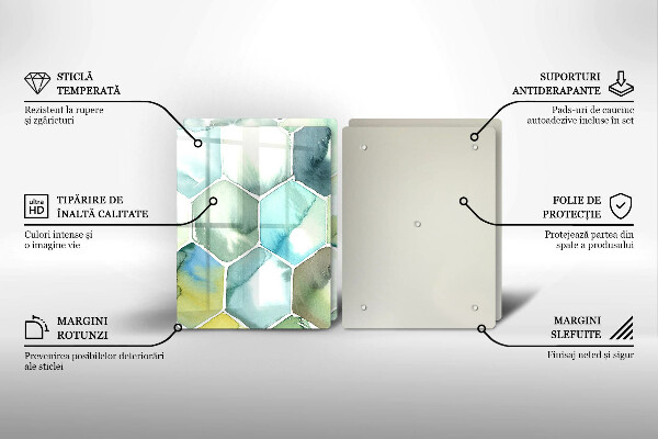 Üveg vágódeszka Akvarell hatszögek