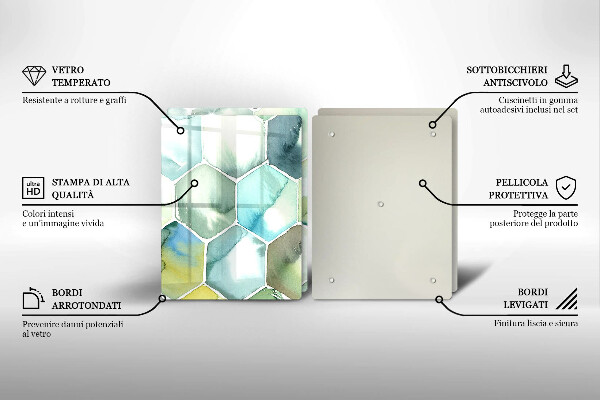 Üveg vágódeszka Akvarell hatszögek