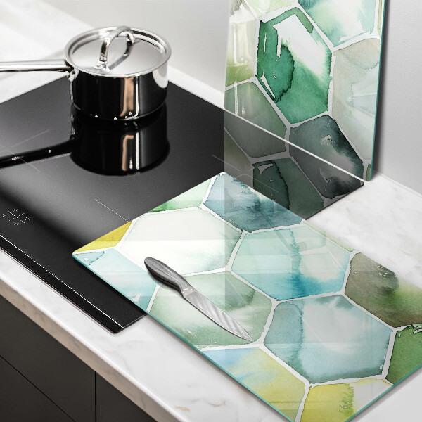 Üveg vágódeszka Akvarell hatszögek